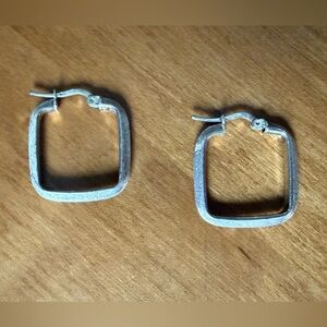 Silver Square Hoop Earrings